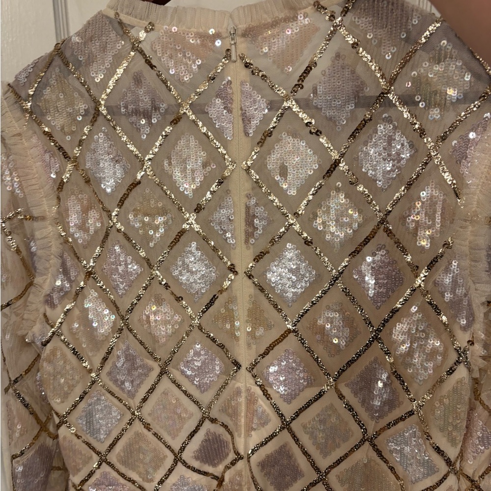 Needle & Thread Sequin Diamond Gown in moonscape - Picture 4 of 5